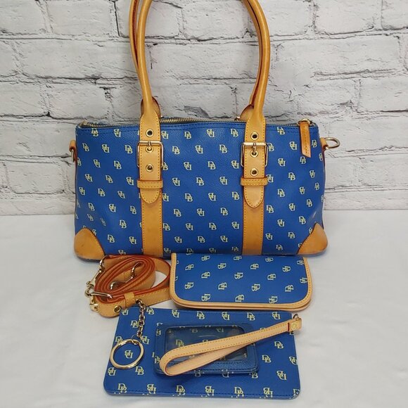 DOONEY & BOURKE SIGNATURE BLUE DOMED SATCHEL/CROSSBODY BAG 5-PIECE COMPLETE SET - Picture 3 of 14